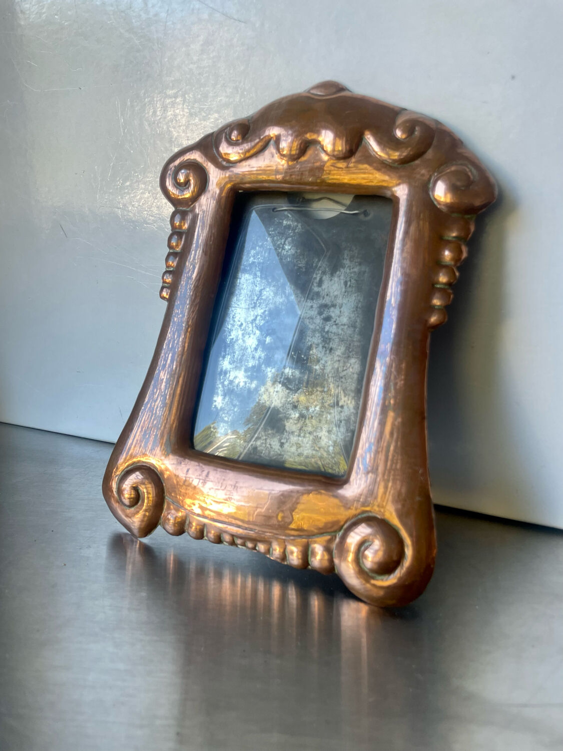 Art nouveau copper metal photo frame