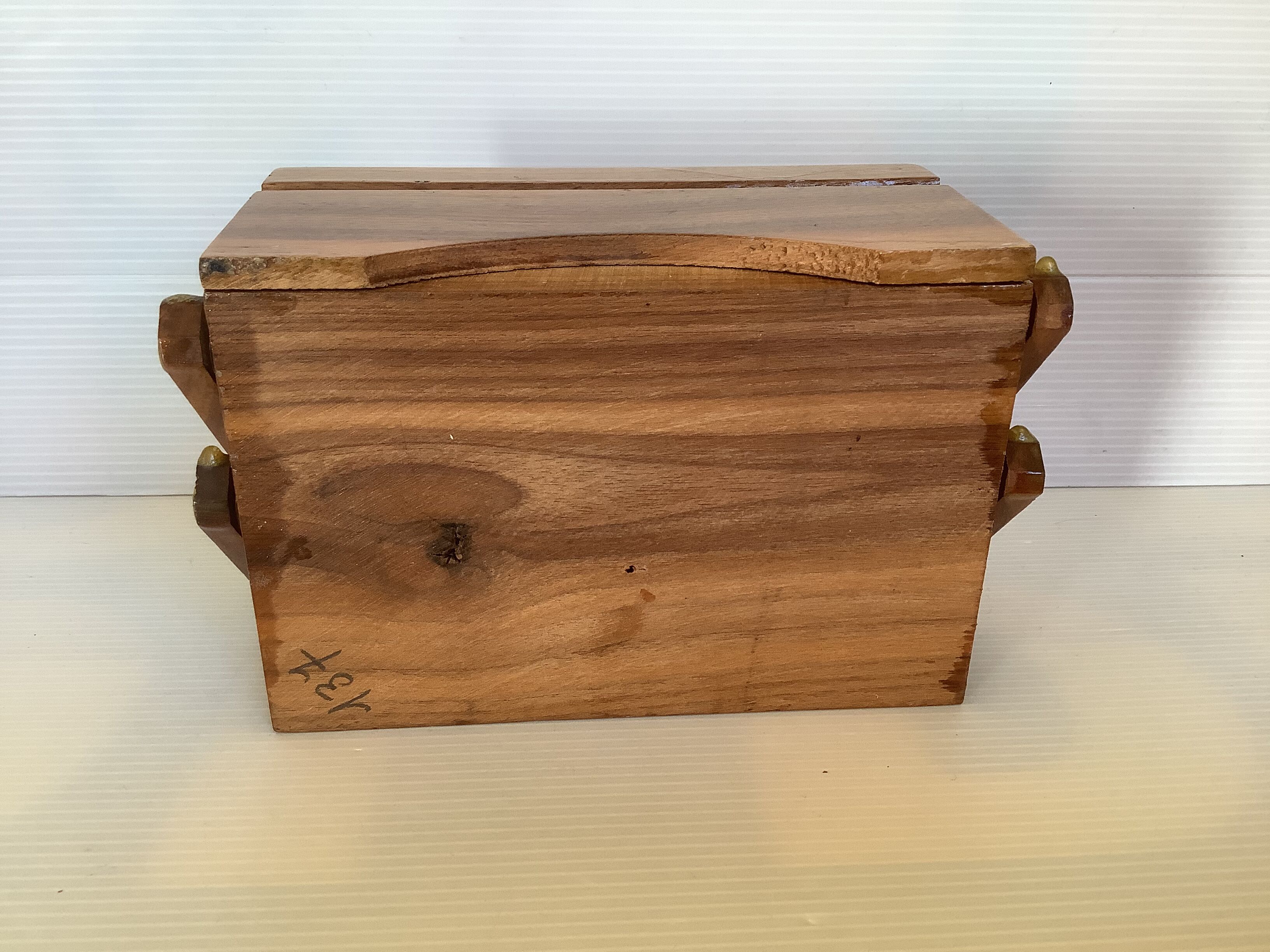 Old wooden cigarette box and ashtray
