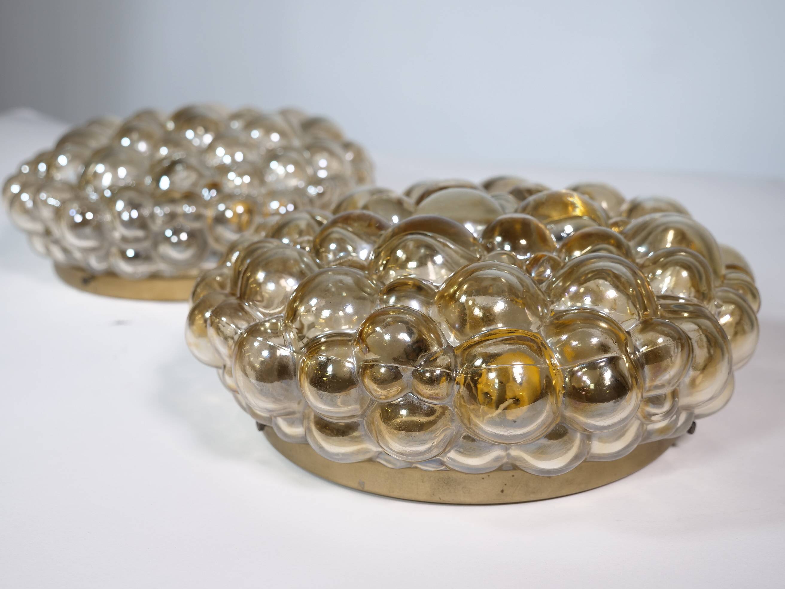 Plafonniers en verre bullé par Helena Tynell pour Glashütte Limburg, lot de 2