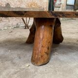 Table basse brutaliste bois massif