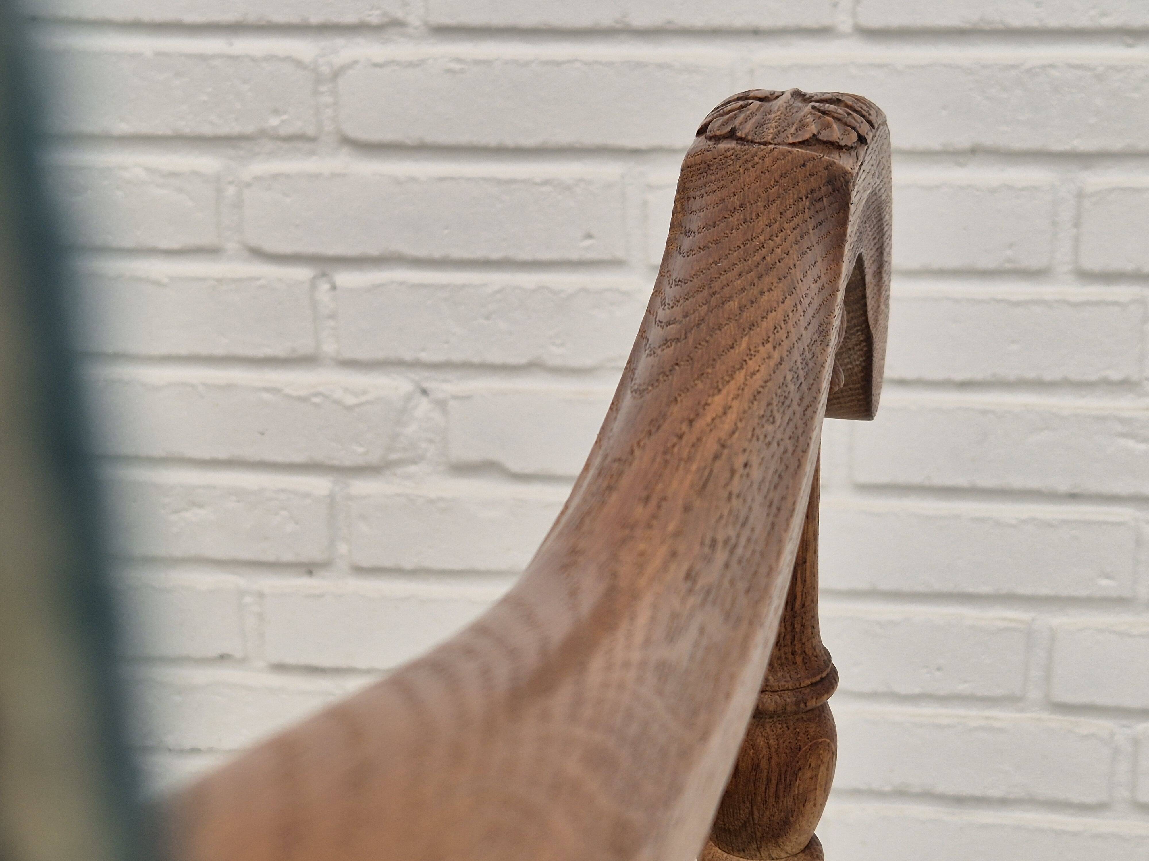 1960s, Danish 2 seater sofa, original condition, furniture wool fabric, solid oak wood.