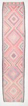 3x13 Soft Pink Turkish Vintage Runner Rug, 94x404Cm