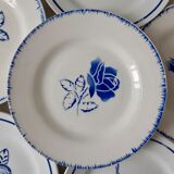 Lot de 6 assiettes plates bleues dépareillées Digoin Sarreguemines et Saint-Amand
