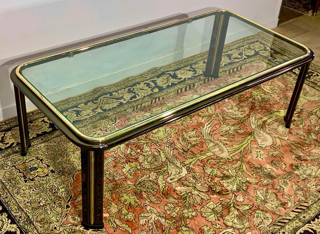 Glass coffee table, chromed steel, Design Italy 1960