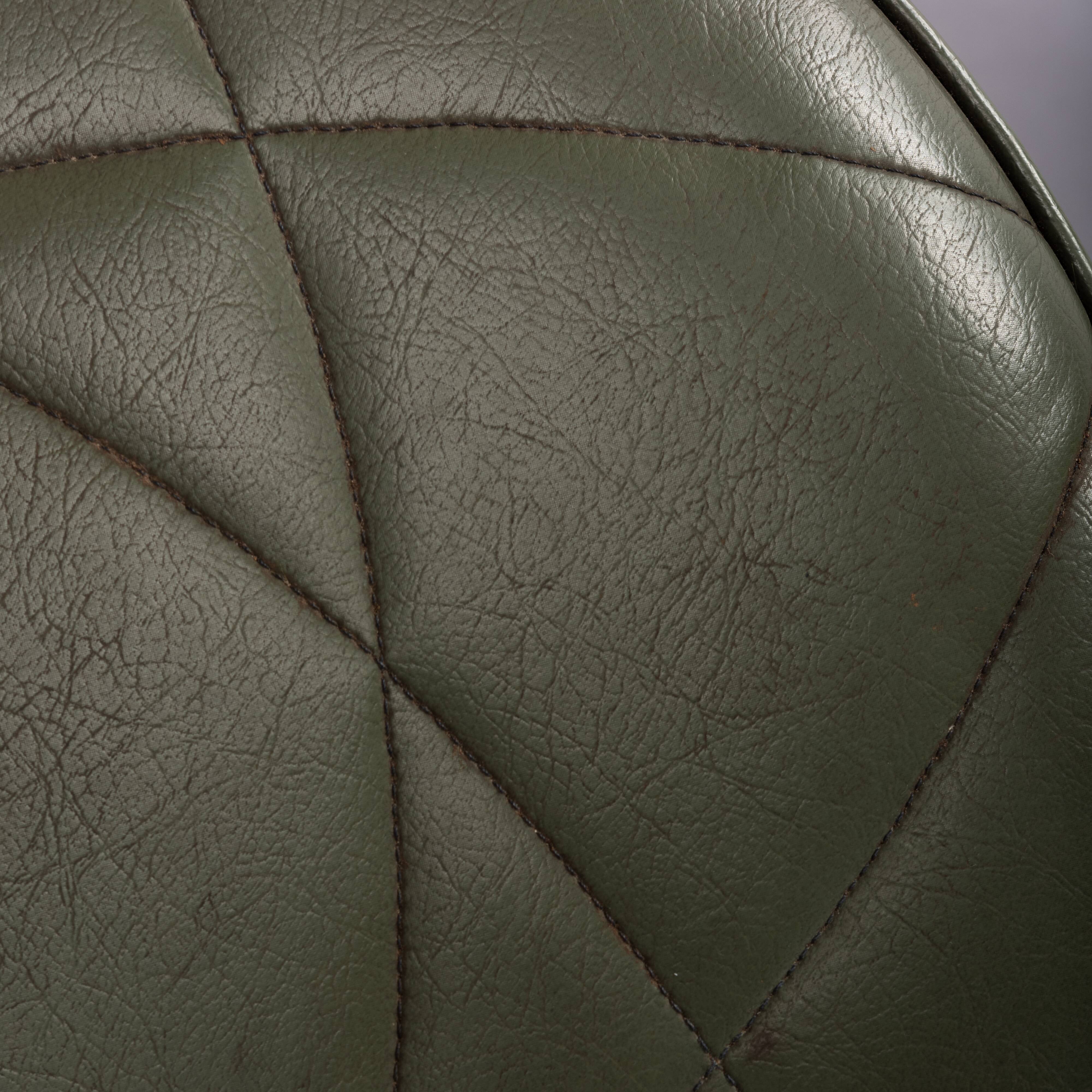 Vintage danish green leather stool, 1960s
