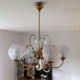 Glass and gold with stamps hanging lamp
