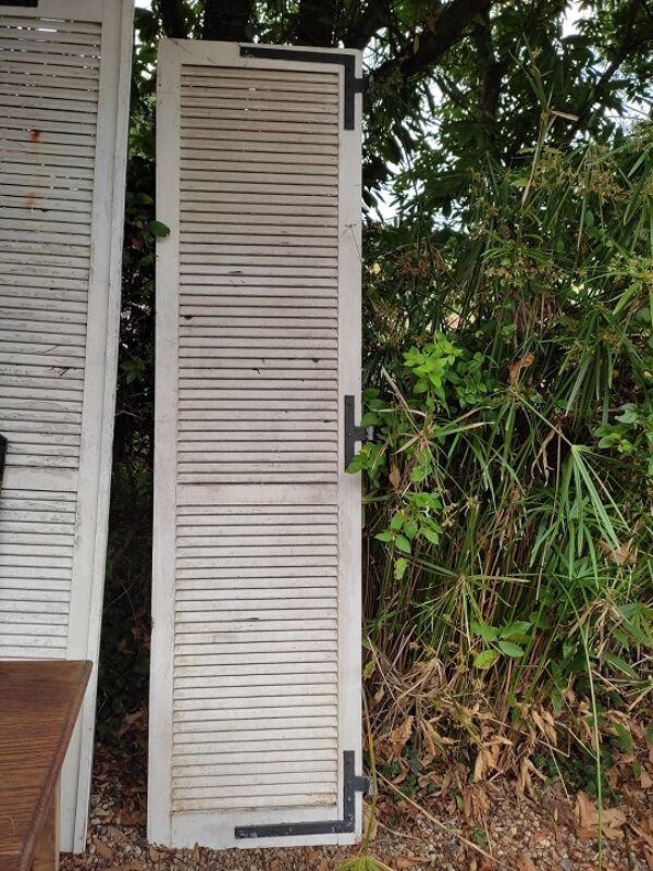 Persienne droite volet bois ancien vintage patiné  décoration rétro