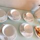 White porcelain coffee service with golden flowers / vintage 50s-60s