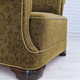 1950s, Danish vintage relax chair in green fabric, original condition.