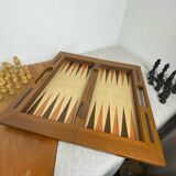 Wooden chess and backgammon set