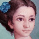 Tableau Huile Ancien Portrait Jeune Femme 20ème Siècle
