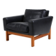 Vintage mid-century poul m. volther leather and oak lounge chair 1960,s