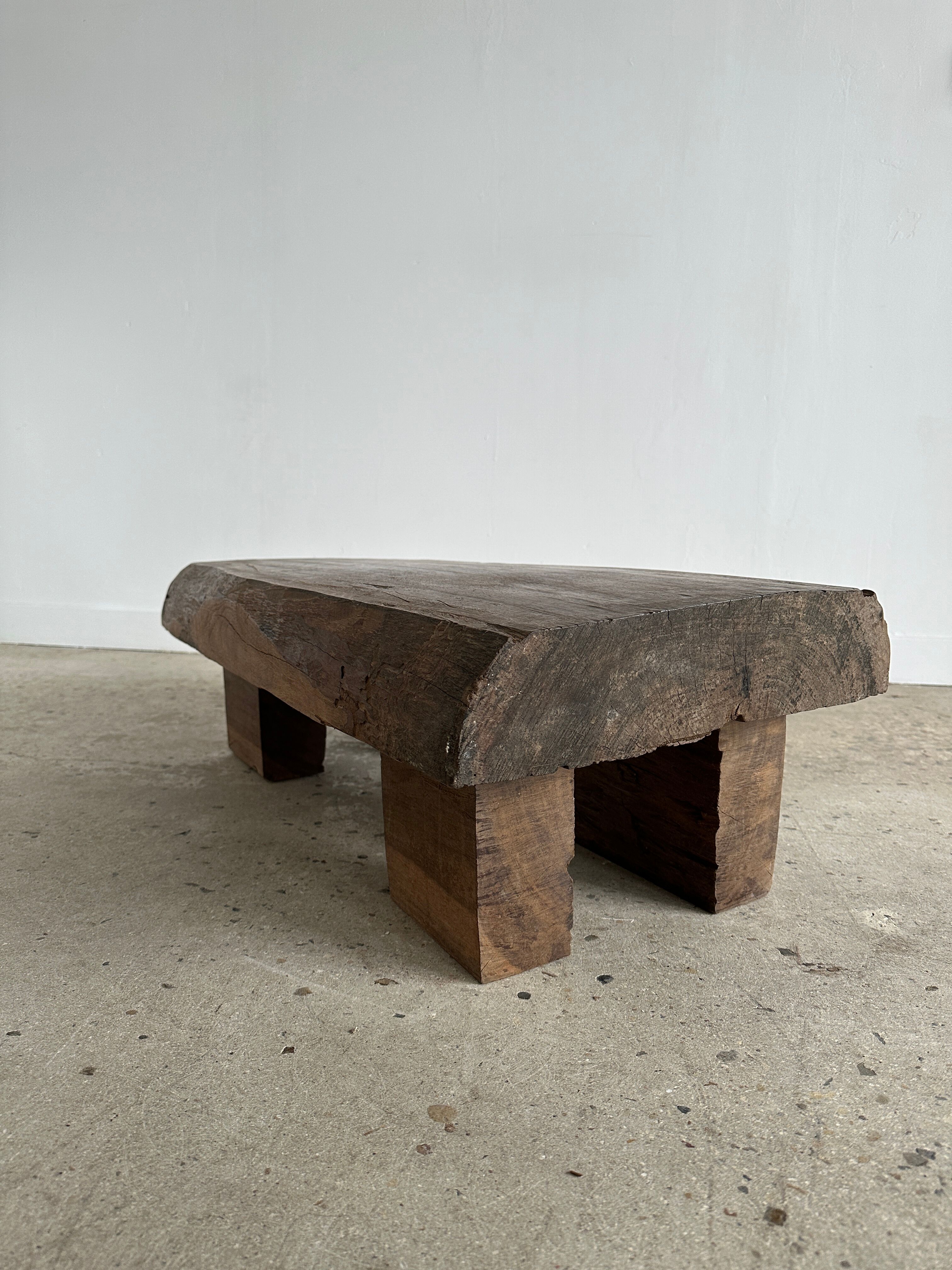 Asian solid wood quadripod brutalist coffee table H30 L81 l42