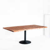 Solid cypress wood table with vintage central leg