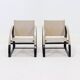 Ensemble de 2 fauteuils post-modernes en cuir et acier 1970