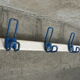 School wall coat rack - white and blue lacquered metal cloakroom 9 hooks