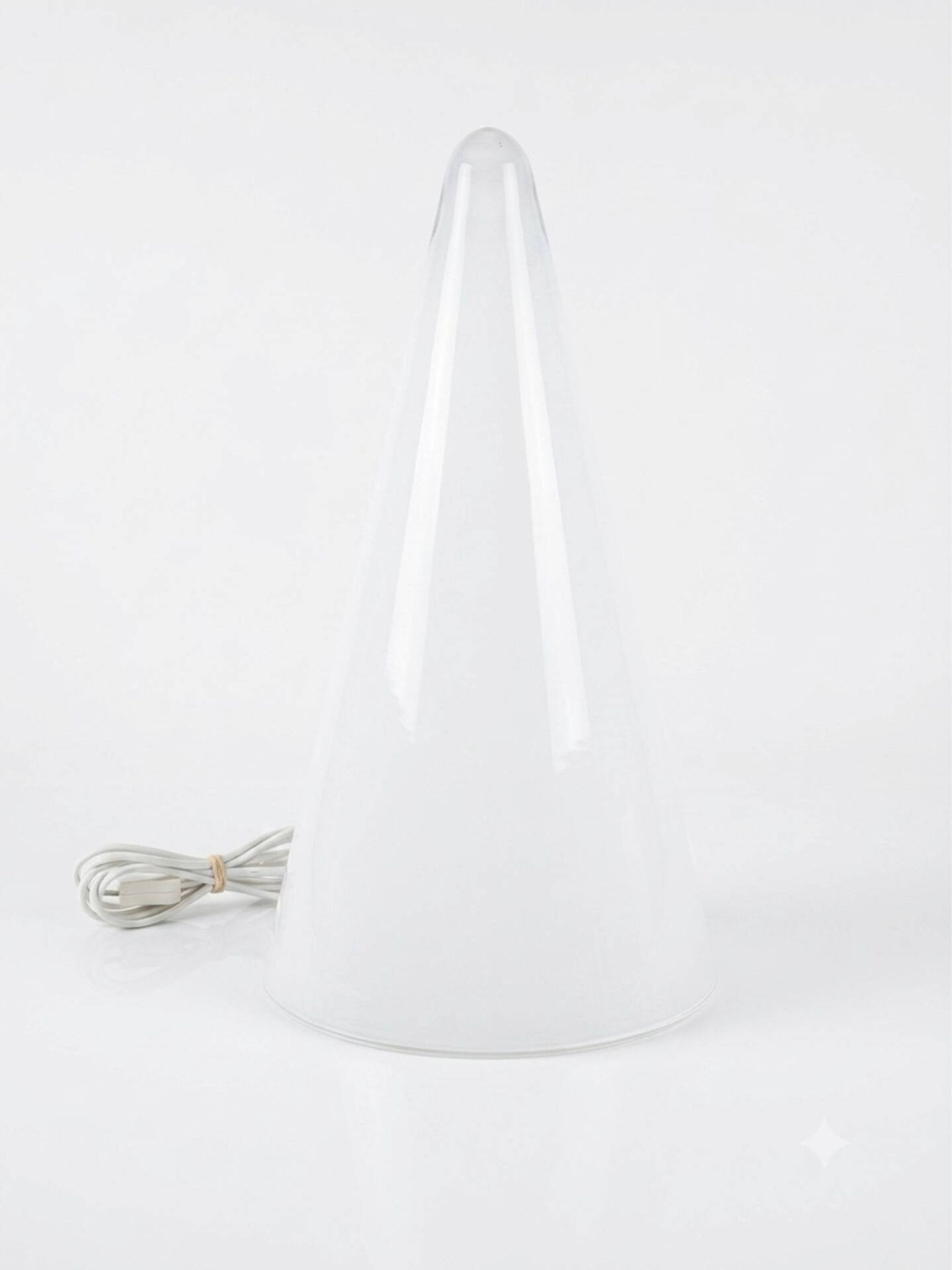 Vintage cone lamp in white opaline glass – SCE edition, France 1980s