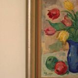 Original mid-century Swedish oil on panel – “Tea” by Karl Enoch Ohlsson – vintage & framed – 56 × 64 cm