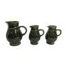 Lot 3 old pitcher SARREGUEMINES FRANCE ceramic green kitchen Vintage