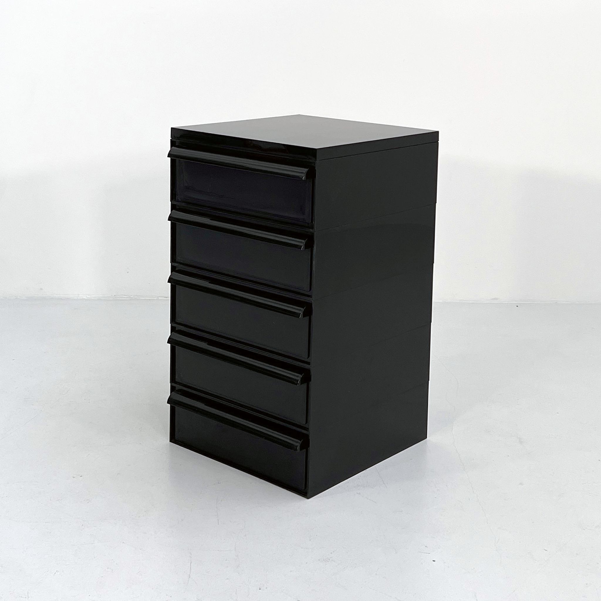 Black box with 5 drawers model "4601" by Simon Fussell for Kartell, 1970