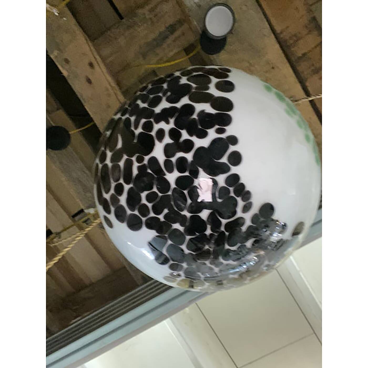 Contemporary Green and Black Murrine Sphere in Murano Glass