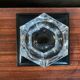 Old Val St Lambert Crystal Ashtray + Le Tanneur Leather Holder + Box