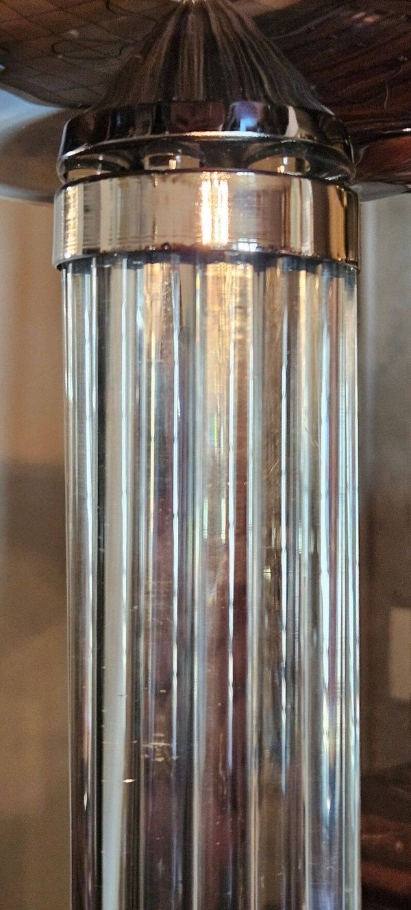 G. frattini pour relco lampadaire vintage chrome et tiges en verre