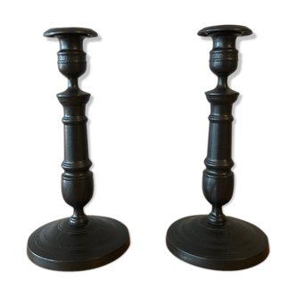 Duo of painted candlesticks