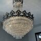 Hot air balloon chandelier in silver bronze and crystal tassels