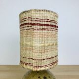 Pyrite stoneware ball lamp with vintage wool lampshade
