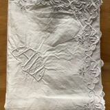 Embroidered table placemat with initials AW