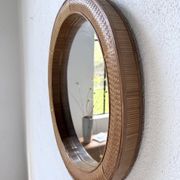 Woven wicker round mirror 1960