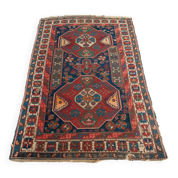 Tapis tribal caucasien antique - Tissé à la main