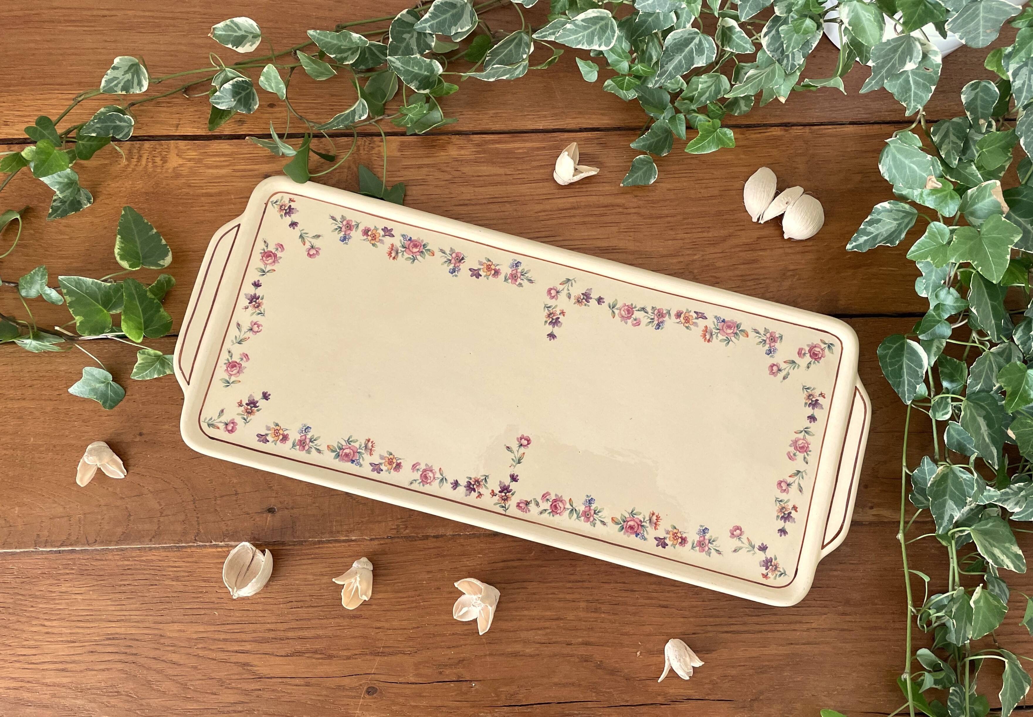 Pretty old earthenware cake dish from badonviller