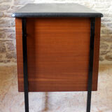 Desk 60s in metal wood and imitation leather