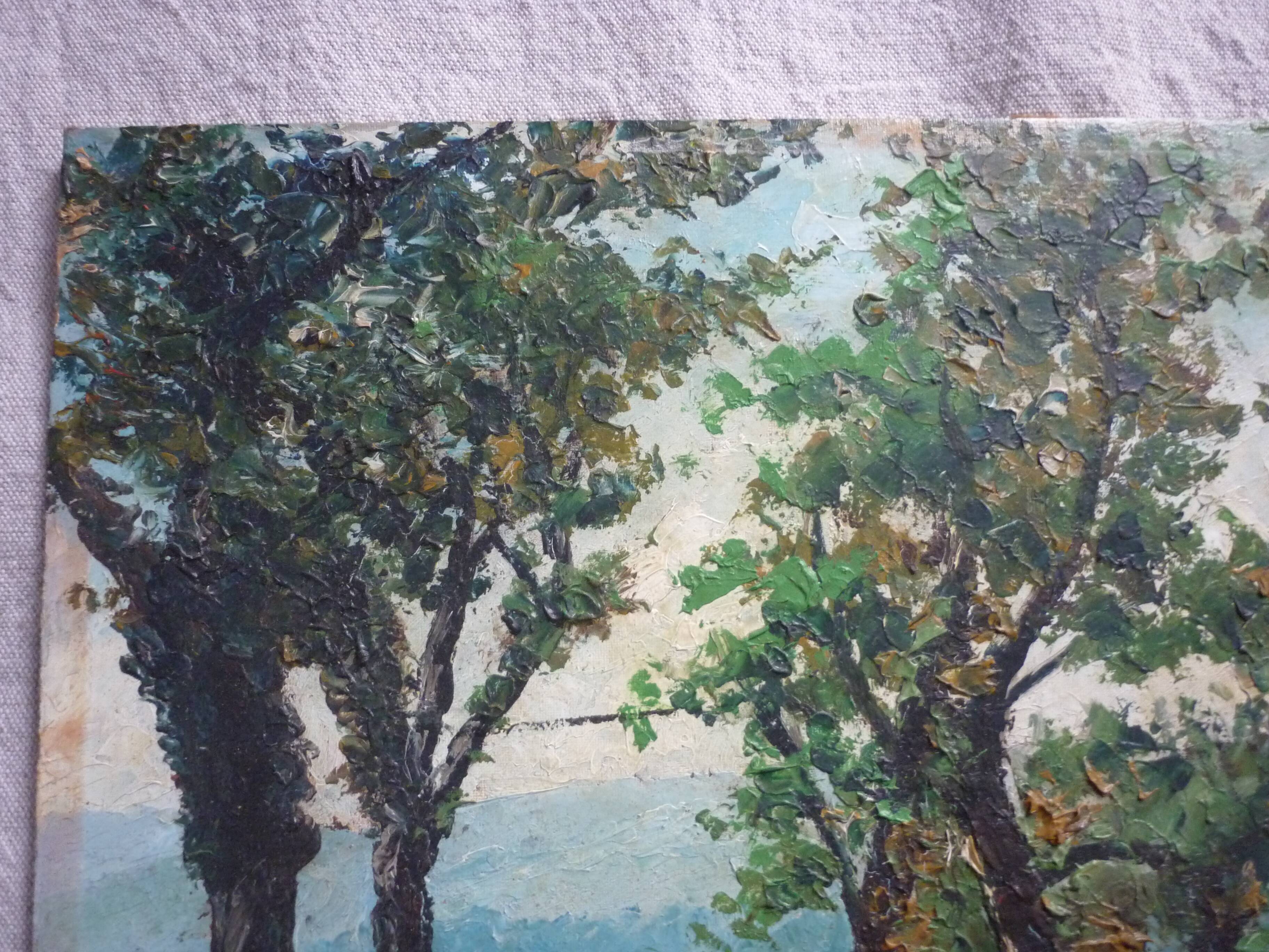 Painting painting on landscape panel signed g cocagne