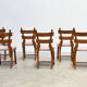 Set of six French brutalist dining chairs