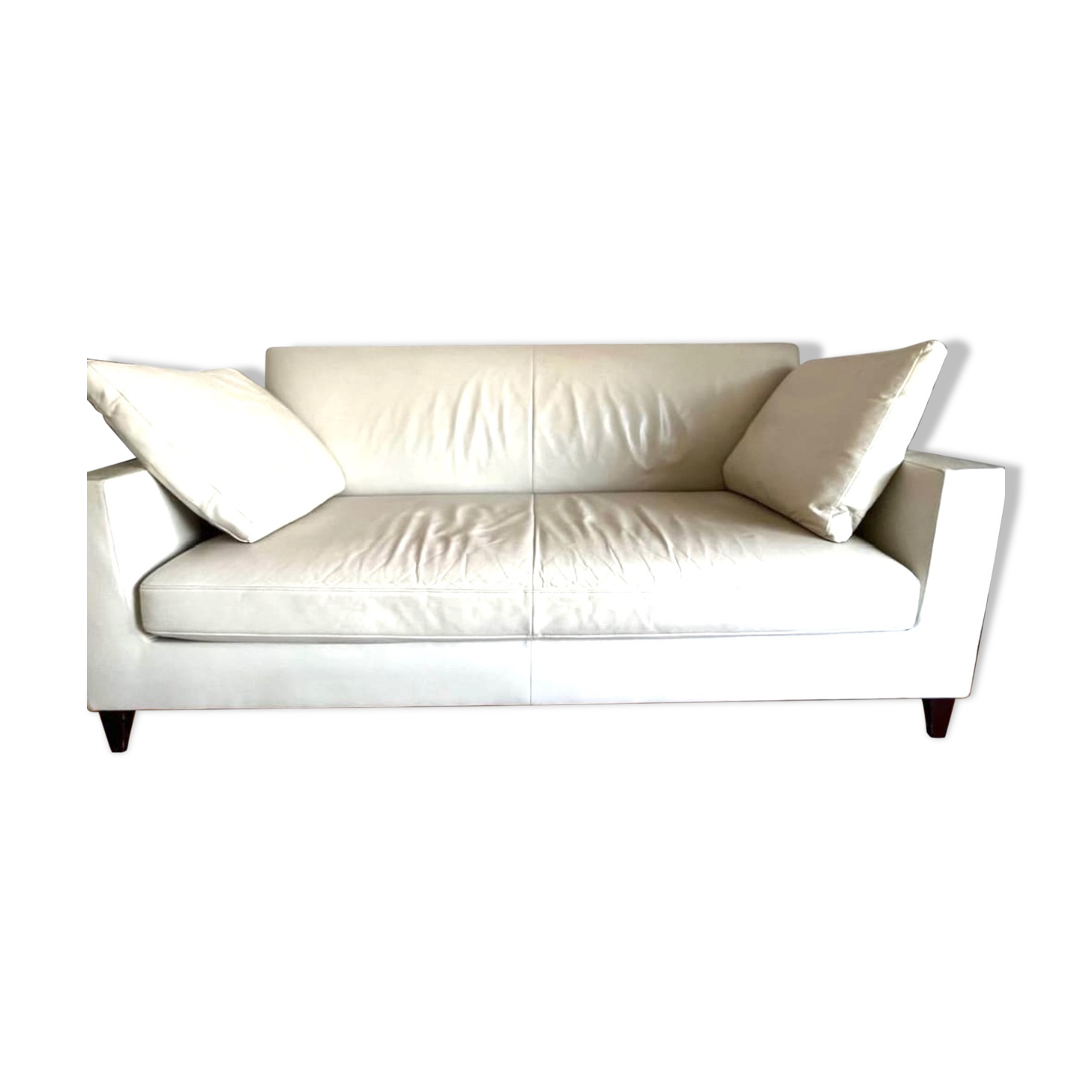 Ligne Roset cream white leather sofa
