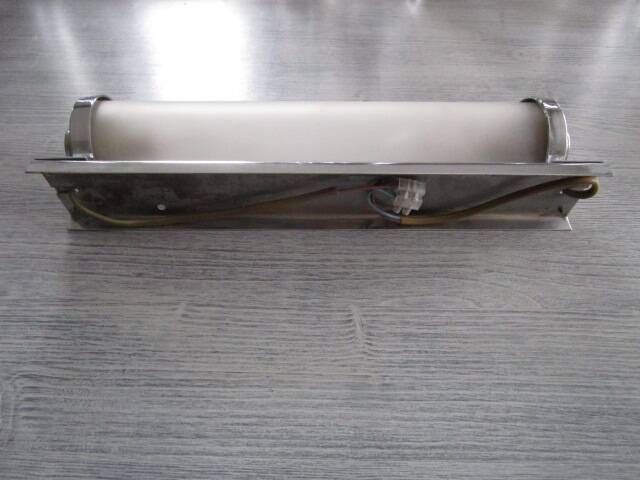 Antique art deco bathroom light in chrome and frosted glass