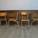 Set of 4 school chairs vintage gray tube