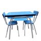 Extendable blue formica table and 2 chairs, 1960s