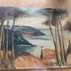Painting on wood landscape by the water