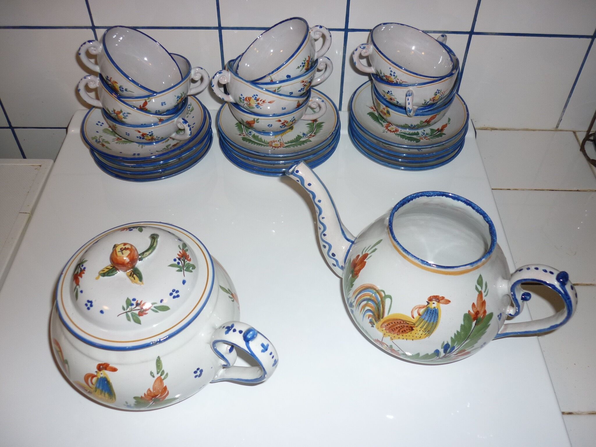 Set coffee-tea rooster decorations