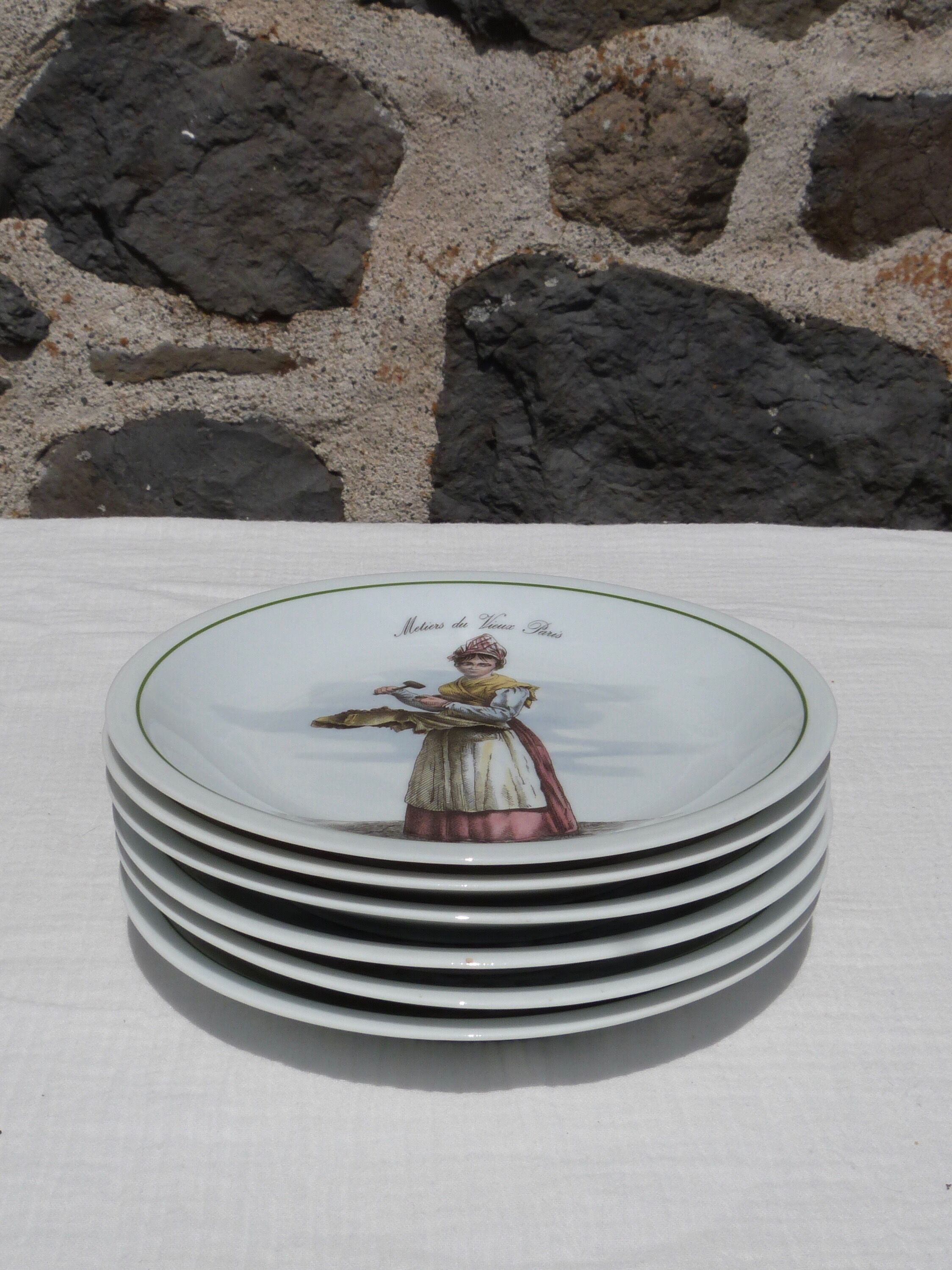 Set of 6 dessert plates "Métiers Vieux Paris"