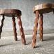Vintage brutalist tripodes stools