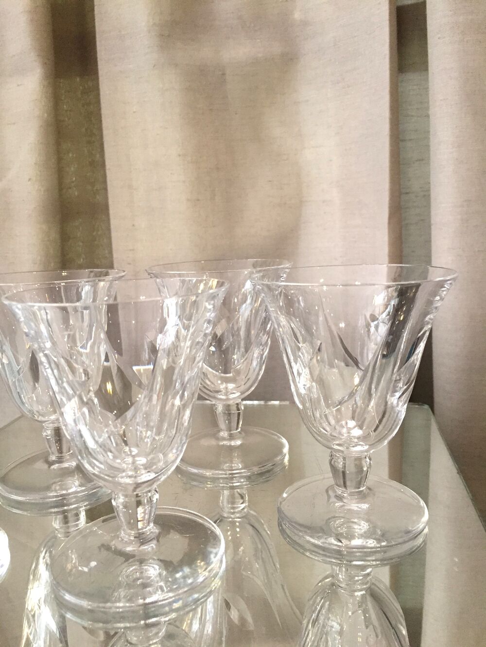 Suite of 5 glasses of red wine model jersey crystal of st louis
