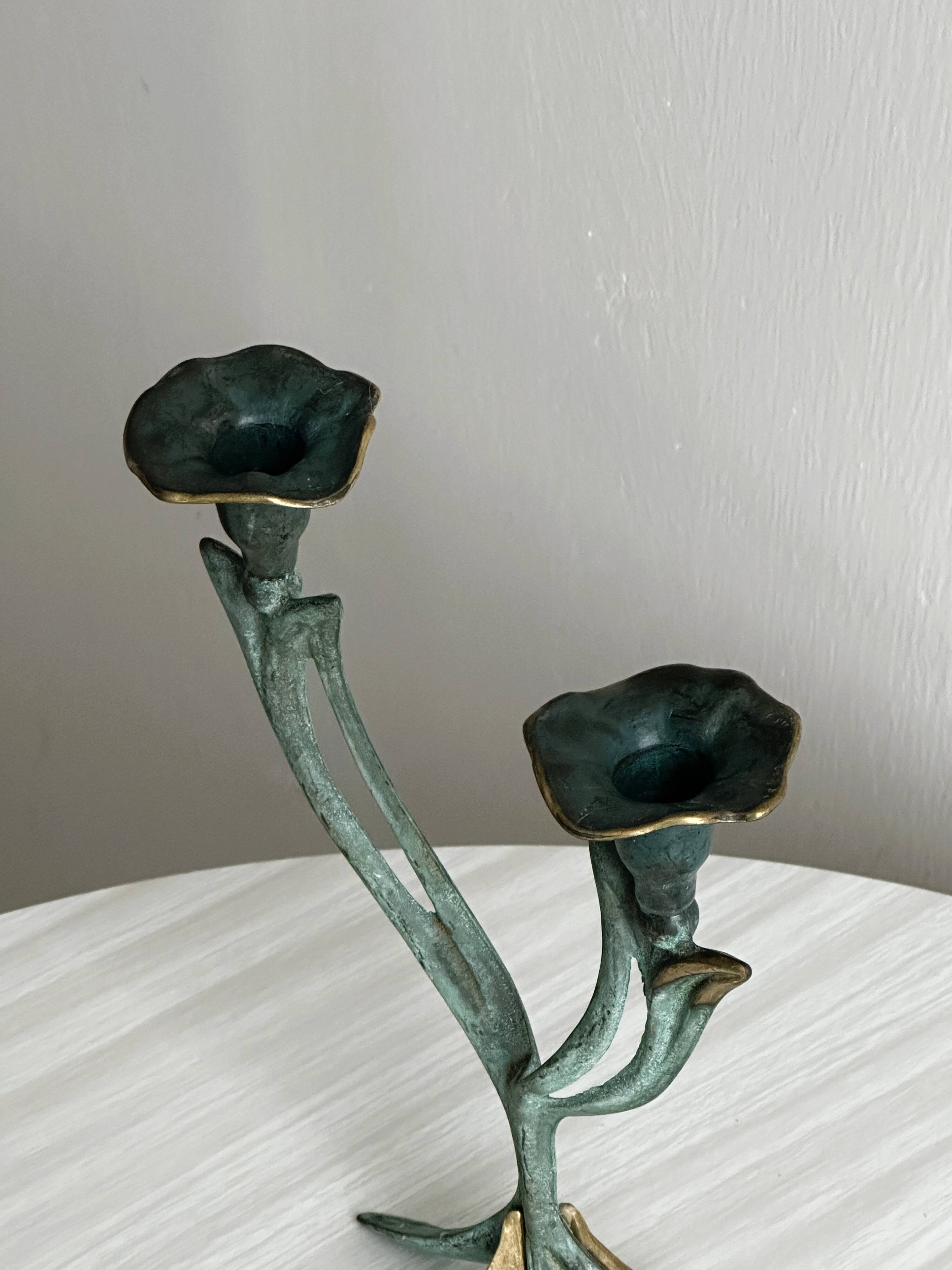 Two-branched metal candle holder