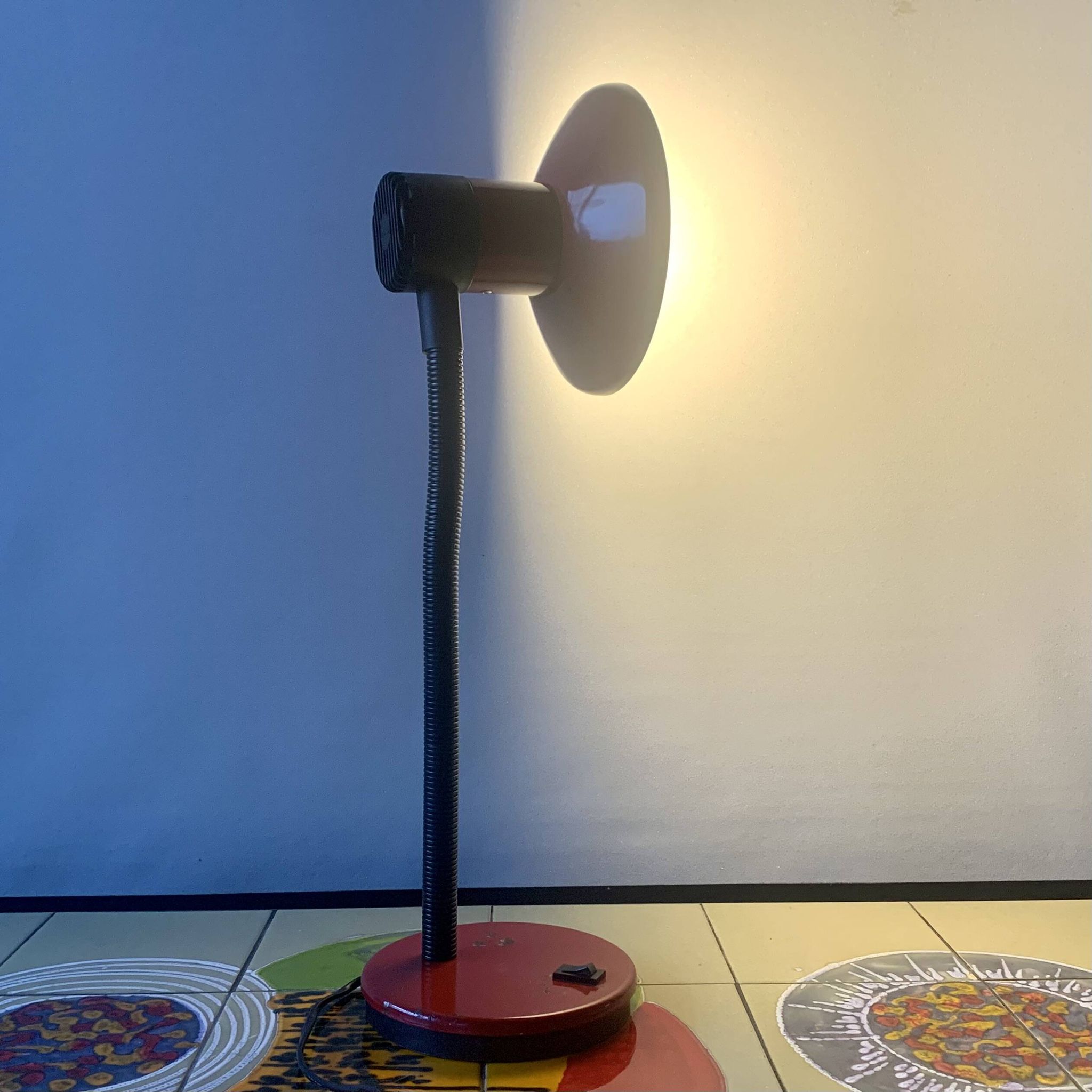 Vintage red and black metal desk lamp