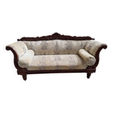 Mahogany wood/fabric bench circa 1900