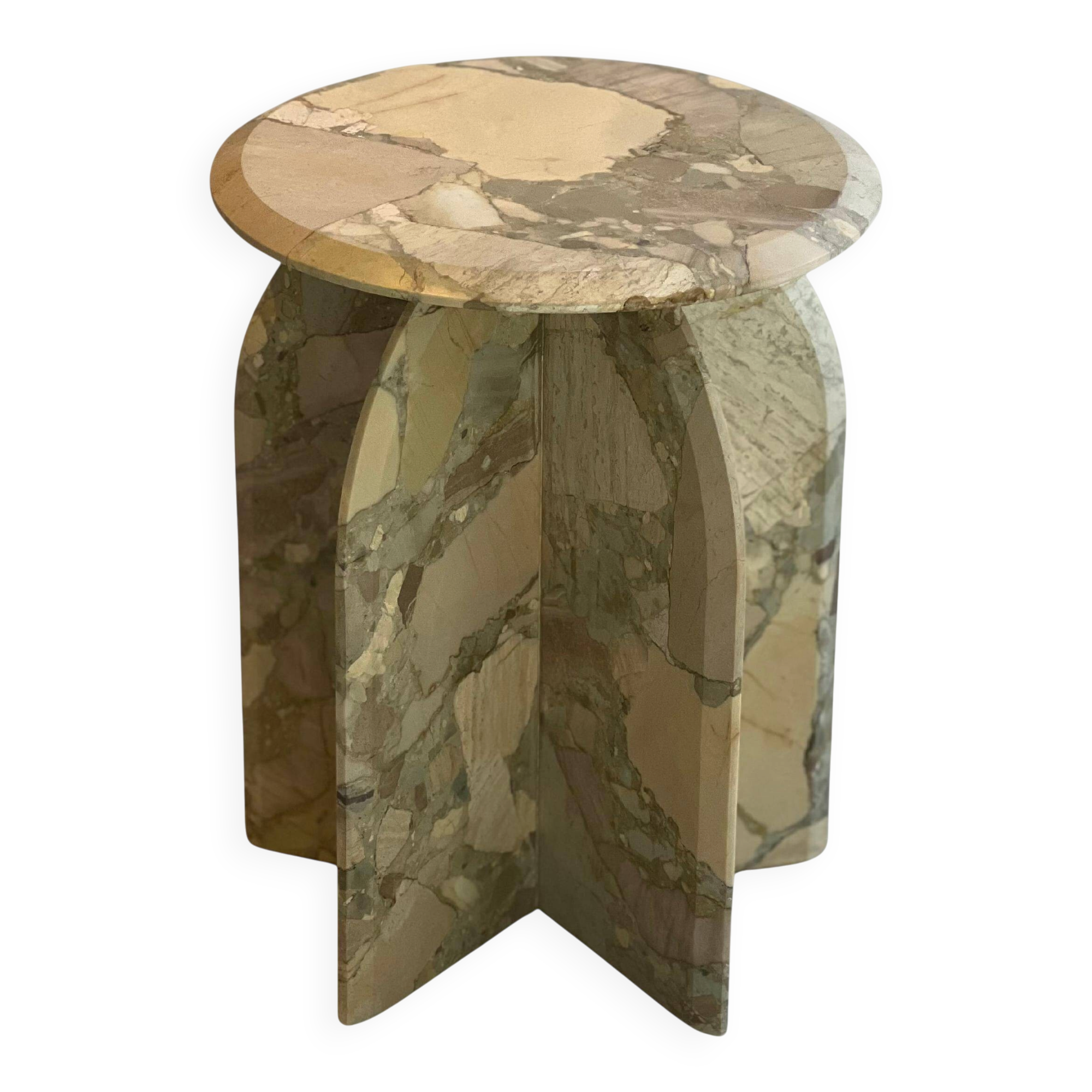 Table d'appoint sculpturale Palladio en marbre Breccia, design collectible italien